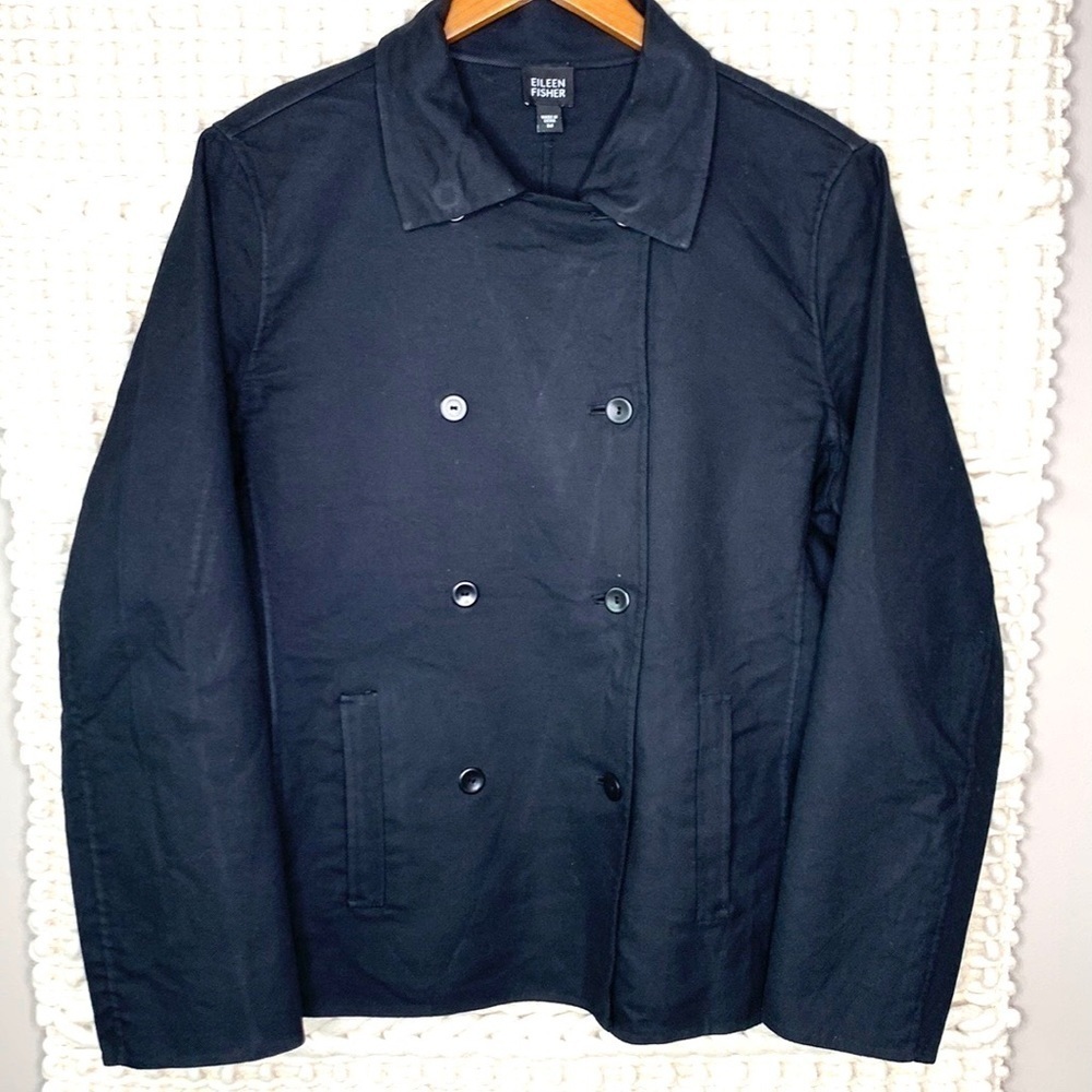 Eileen Fisher Black Classic Double Breasted Blazer